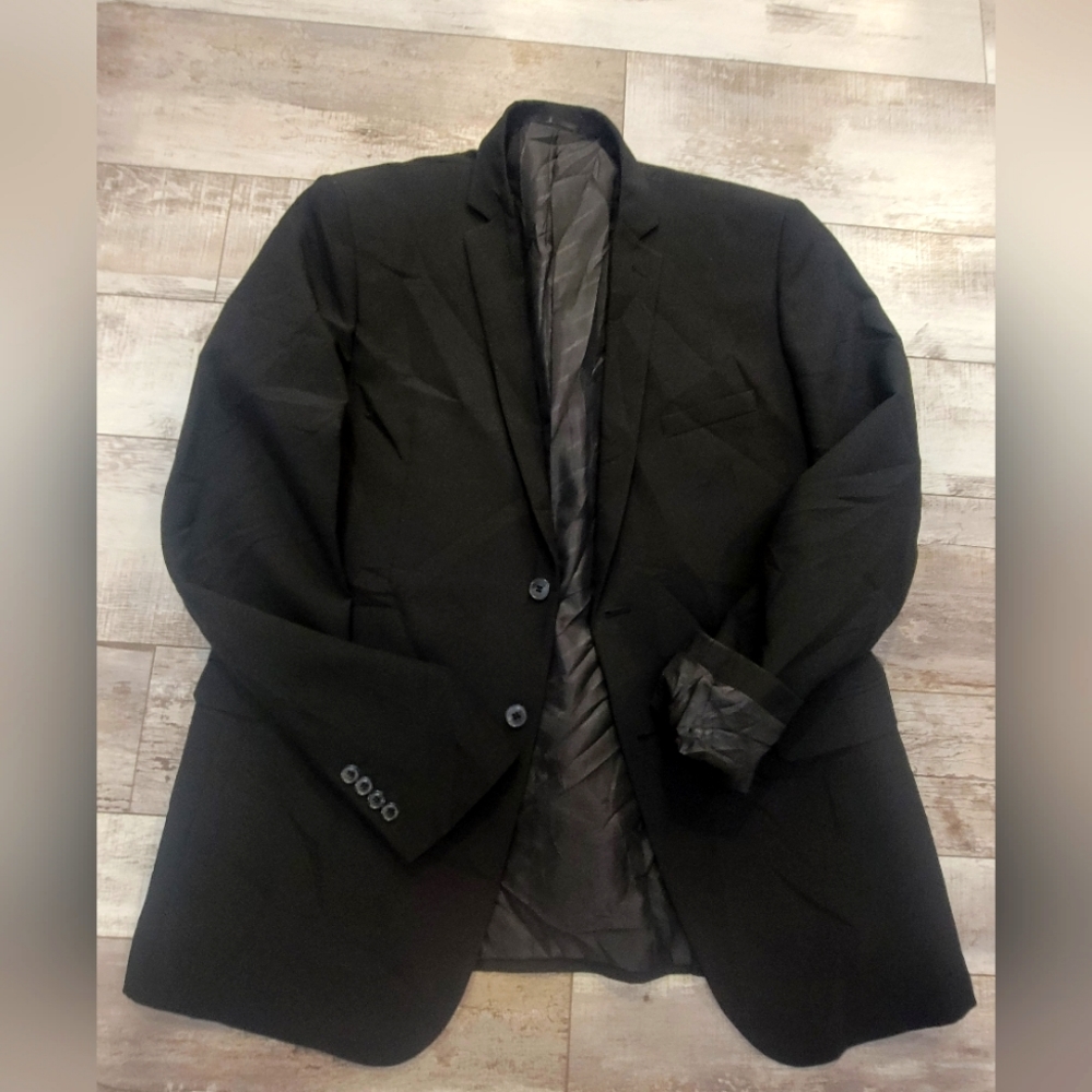 46L Men's Victorio Couture Blazer Black 2 Button Sport Coat Slim Fit